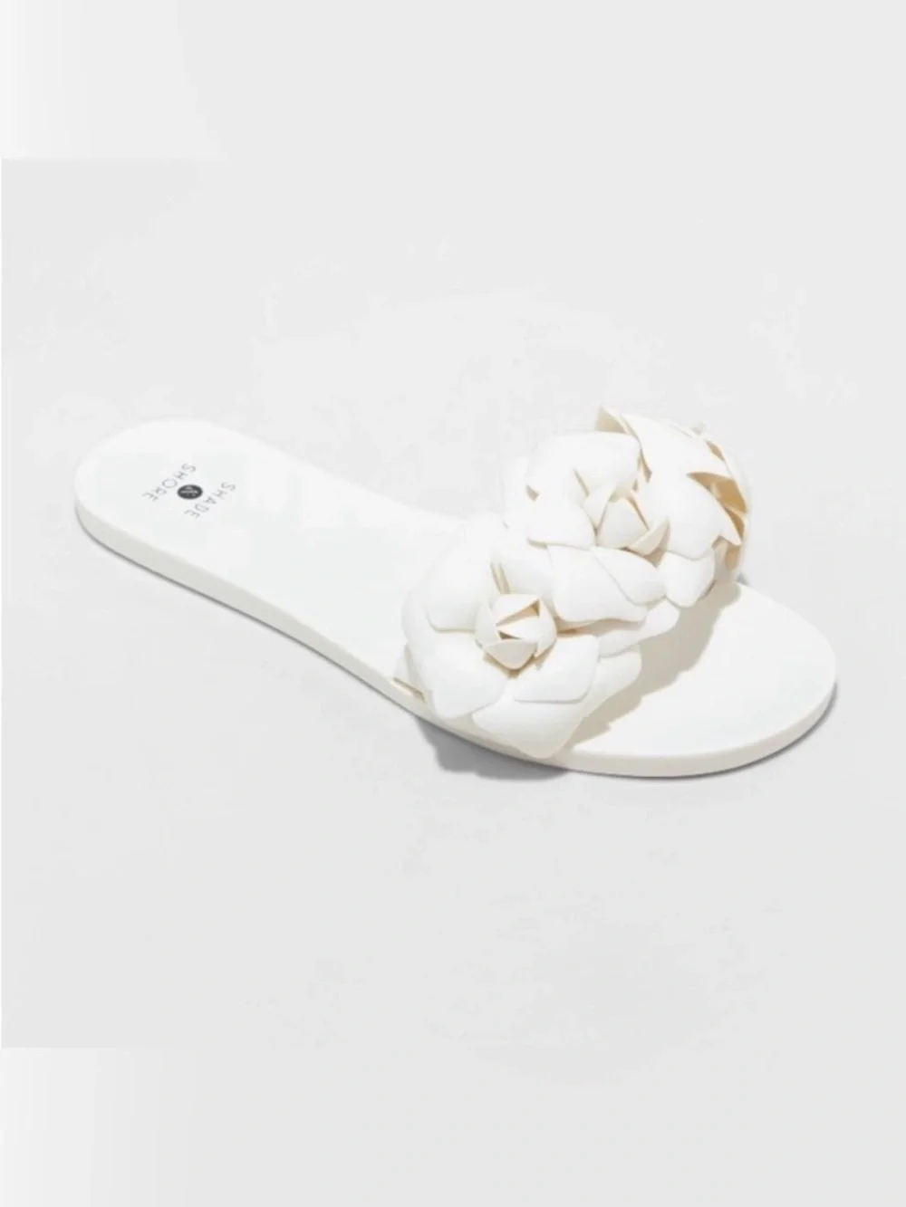 Shade & Shore Mallory Floral Jelly Slide Sandals White Women's Size 9
